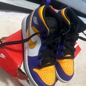 Nike Kids' Vibrant Purple and Gold Sneakers